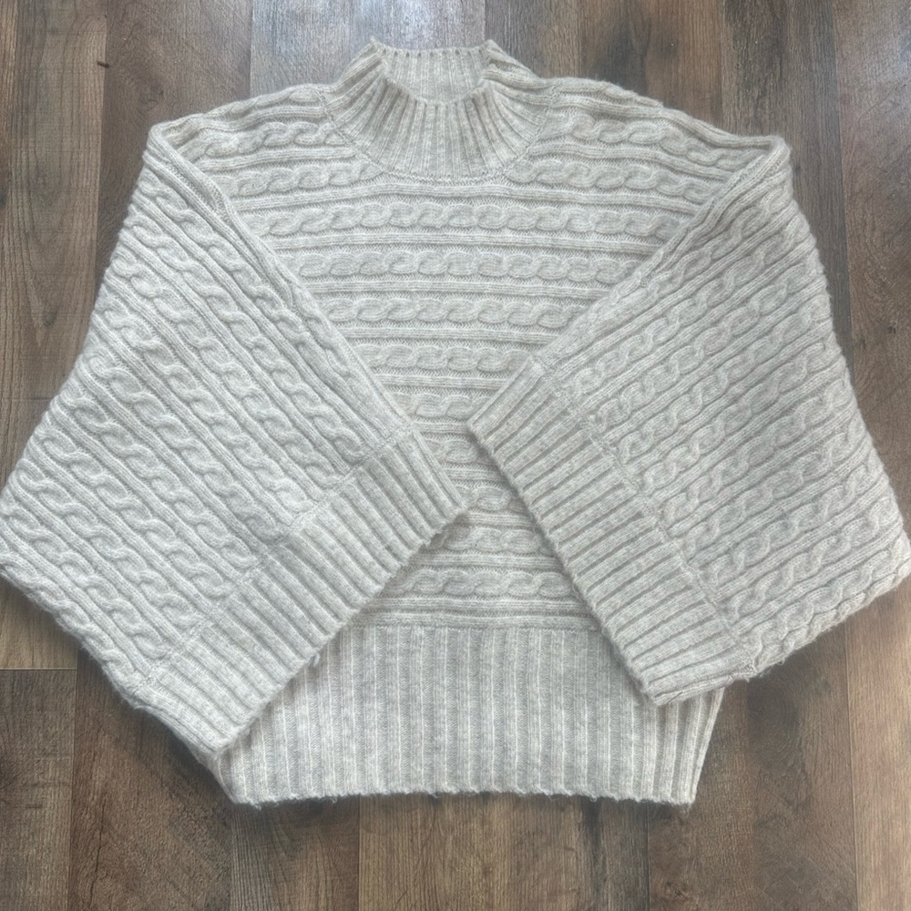 Marc New York Cream Cable Knit Turtleneck Sweater